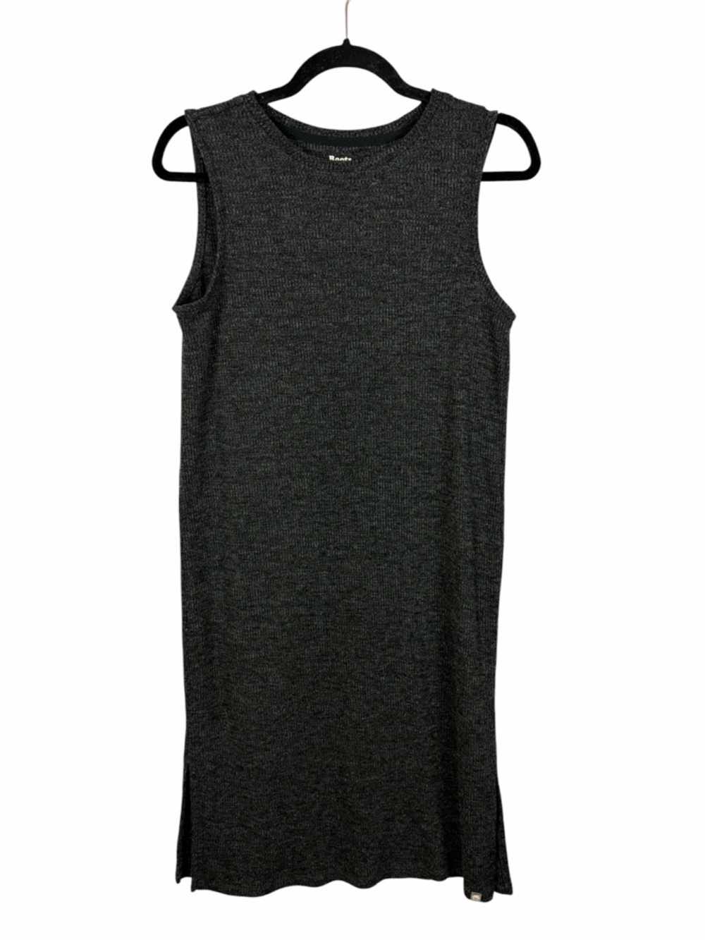 Roots Grey Knit Sleeveless Dress Cozy Minimalist Midi Medium Sporty